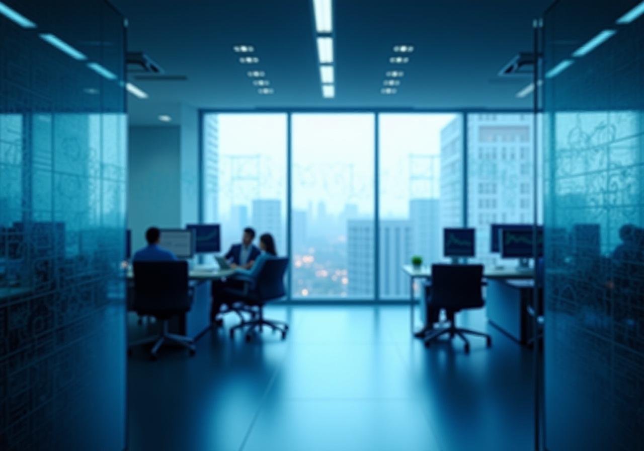 Modern financial technology office environment