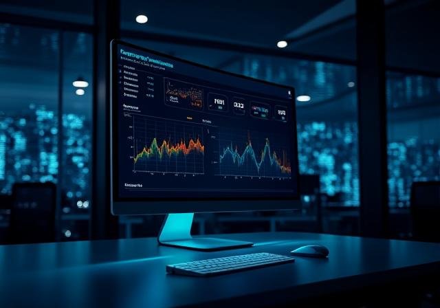 Sophisticated financial dashboard showing risk heatmap and data visualizations